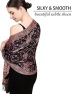 Achillea Reversible Paisley Pashmina Rave Scarf – Exotic Indian Shawls and Wraps for Evening Dresses, Festivals, All Seasons