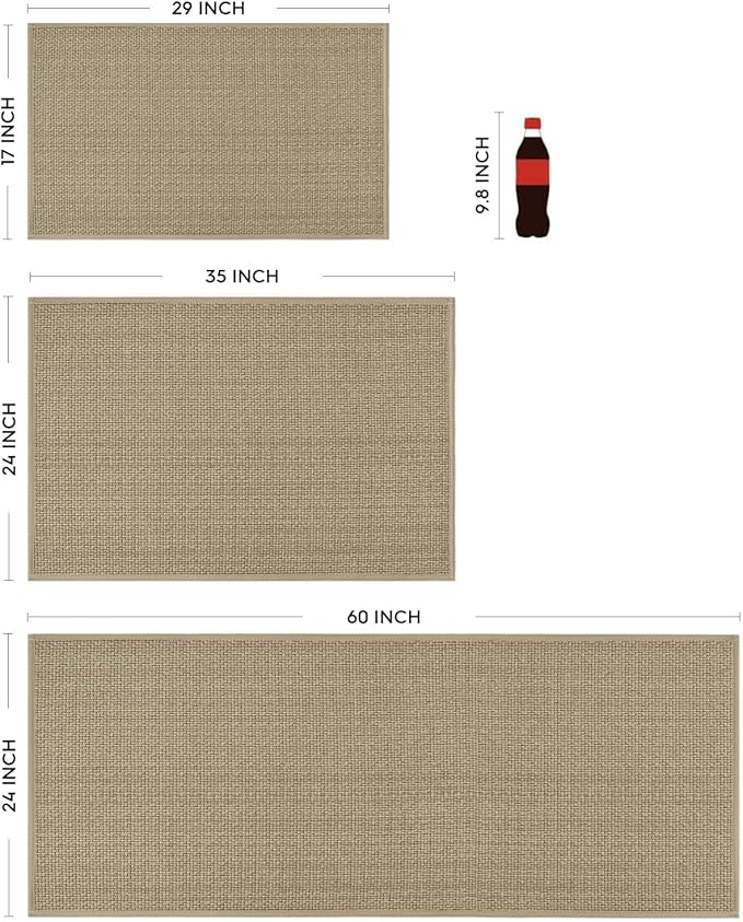 Artoid Mode Washable Non Slip Kitchen Rugs and Mats Set of 2, Rubber Backing Absorbent Kitchen Mats for Floor Front of Sink - 24x35 and 24x60 Inch