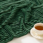 MIULEE Fleece Throw Blanket for Couch 300GSM Super Soft Lightweight Plush Striped Throws, Dark Green Warm Cozy Breathable Ribbed Blanket for Bed/Sofa, Twin Size 60"x80"