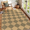 Lessymo Checkered Entryway Rug 3x5, Easy Jute Washable Area Rugs for Living Room Outdoor Patio, Non Slip Indoor Door Mat Farmhouse Neutral Carpet for Guestroom Foyer Backyard, Diamond Brown/Beige
