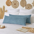 Kevin Textile 14x36 Inch Long Lumbar 1 Pack Boho Decorative Throw Pillow Cover Soft Striped Corduroy Rectangle Cushion Case Farmhouse Solid Color Accent for Living Room Couch Sofa Bed, Blue Grey