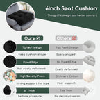 HIGOGOGO Tufted Corduroy Recliner Seat Cushion for Elderly, 20x20x6 Inch Extra Large Square Seat Cushion for Recliner Chair, Floor Pillow, Office Chair, Car, No Pressure on Thighs, Black