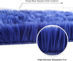 Softlife Blue Faux Fur Sheepskin Chair Cover Seat Cushion Pad Super Soft Area Rugs for Living Bedroom Sofa Dorm (1.6ft x 1.6ft, Royal Blue)
