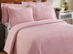 Better Trends Chenille Bedspreads Twin Size, Pink 100% Cotton Chenille Stripe Design Tufted Bedding Coverlet Soft Lightweight, 96"x110" with 1 PC Sham 2 Pieces Set Jullian Collection