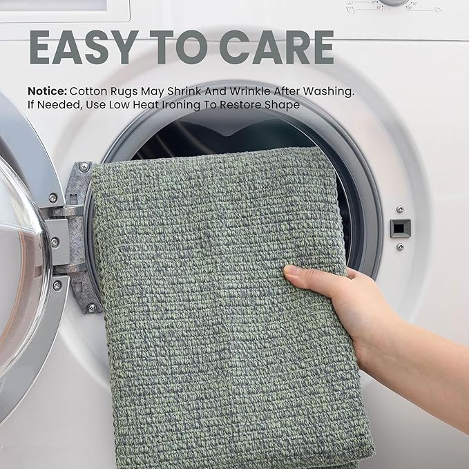 EARTHALL Washable Area Rug 3x5 Ft Non Slip Rugs for Entryway Braided Rubber Backed Throw Rugs Door Mat Indoor Outdoor Entrance Rug for Kitchen Foyer Front Door Living Room, Green/Grey
