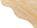Wave Scalloped Natural Jute Rug Boho Jute Rug Entryway Runner Rug Farmhouse Scallop Rug, Yellow (2'x12')