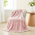 lifein Throw Blanket for Couch-Pink Heart Boho Throw Blanket, Soft Fleece Plush Lightweight Blankets&Throws for Woman, Fuzzy Decorative Blankets for Livingroom Bed Sofa Chair(50x60in,Pink)