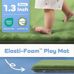 1.3" Thick Baby Play Mat for Floor, 79x79 Playpen Mat, Pro Soft Flannel Foam Mats Toddler Infant Kids Crawling for Nursery Rug Playroom Living Room Waterproof Easy Care Non-Slip (Olive)