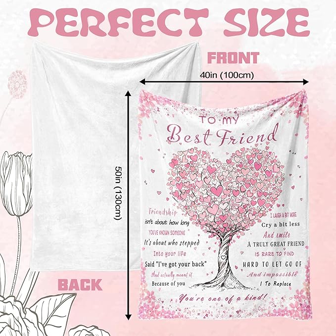 Aipon Best Friend Blanket 40"x50" Bestie Soul Sister Gift for Women Birthday Wedding Graduation Friendship Gift for BFF Women