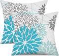 DFXSZ Outdoor Waterproof Summer Pillow Covers 16x16 Set of 2 Blue Floral Decorative Pillowcase for Patio Furniture 01S16