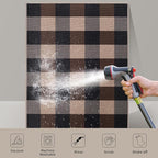 Tangsoo Checkered 4x6 Washable Easy Jute Area Rug for Patio,Non-Slip Black Brown Indoor Outdoor Rug,Modern Throw Mat Ultra Thin Carpet for Front Porch Kitchen Bedroom Foyer