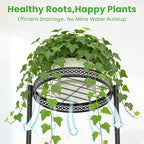 3 Tier Large Plant Stand Indoor Outdoor Clearance 10in Wide Metal Wood Plant Stand for Multiple Plants Black Tall Narrow Plants Display Organizer for Corner Living Room Porch Patio Garden Office