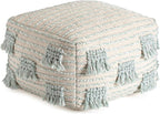 Anji Mountain Pouf Ottoman Foot Rest, Handmade Ottoman Pouf, Comfortable Foot Stool, Decorative Floor Seating for Living Room Decor, Bedroom & Home Décor Accent - French 75 Green