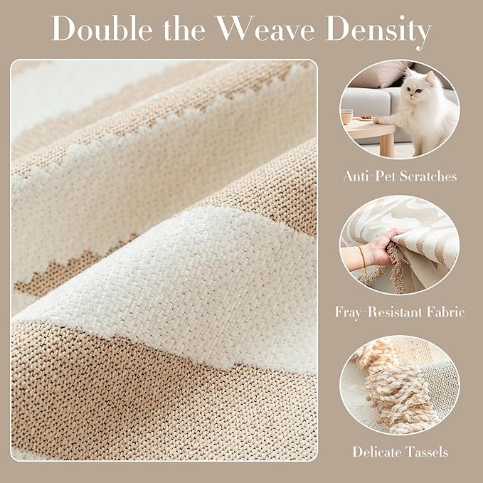 Boho Couch Cover Blanket for Sofa, Boho Chenille Sofas Cover Blanket, Boho Sofa Throw Cover, Chenille Blanket Couch Throw Covers for Recliner Couch Cover Pet Friendly Washable(Khaki, 71"x 71")