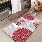 KIMODE Anti Fatigue Kitchen Mat 17.3"x29", Farmhouse Dahlia Padded Kitchen Floor Mats Non Slip, Waterproof Kitchen Mat for Floor, Comfort Standing for Laundry, Office, Sink, Desk Red and Grey