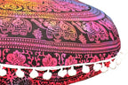 CRAFT KALA 32 Inch Meditation Floor Pillow Cover Round Pillow Seating Hippie Decorative Adults Bohemian Mandala Cushion Cover Outdoor Living Room Throw Ottoman Poufs Cover (32", Multi Elephant)
