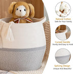 KAKAMAY Woven Baskets for Storage(17"x17"),Large Cotton Rope Woven Baby Laundry Hamper,Collapsible Laundry Basket, Blanket Basket for Organizing Living Room,Nursery,Pillows,Toy Chest(Grey)