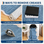 GarveeHome Scalloped Washable Runner Rugs 2x6 Rug Runner Modern Non Slip Kitchen Rugs Indoor Entryway Rug Farmhouse Soft Bath Mat Stain Resistant Carpet for Bedroom Hallway Laundry 2 ft x6 ft Blue