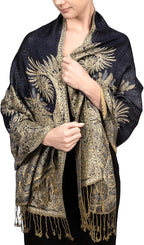 Achillea Reversible Paisley Pashmina Rave Scarf – Exotic Indian Shawls and Wraps for Evening Dresses, Festivals, All Seasons