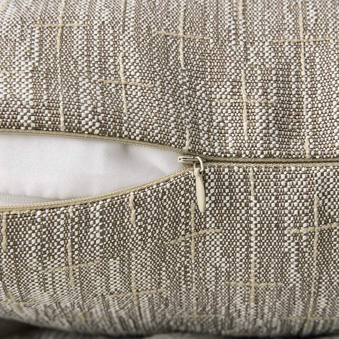 MIULEE Pack of 2 Decorative Burlap Linen Throw Pillow Covers Modern Farmhouse Pillowcase Rustic Woven Textured Cushion Cover for Sofa Couch Bed 18x18 Inch Light Brown