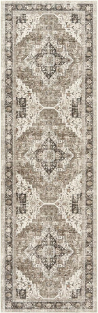 Washable Runner Rug 2.6x8 Runners for Hallways, Ultra-Thin Carpet Runners for Entryway Anti Slip Backing Runner Rugs for Kitchen Laundry Room Indoor Hallway (Brown/Beige)