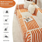 ROOMLIFE Chenille Couch Cover Minimalist Anti-cat Scratch Soft Chenille Sofa Towel Blanket Four Season Use Dust-Proof Sofa Towel Blanket,Pet Furniture Protector, Orange 71"x150"