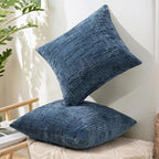 decorUhome Navy Blue Chenille Throw Pillow Covers 16x16 Set of 2 Textured Soft Cozy Slubby Couch Pillow Covers Modern Farmhouse Boho Decorative Pillow Cases for Bed Sofa Living Room
