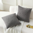 FUTEI Dark Grey Throw Pillow Covers 18x18 Inch Set of 2,Furry Faux Fur Teddy Boucle Textured Cushion Covers,Soft Fluffy Decorative Pillow Case,Home Decor for Couch Bed Living Room Office Car