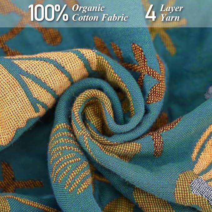Boho Throw Blanket for Bed-100% Cotton Soft Breathable Farmhouse Decor Boho Quilt for Sofa Bed (Green Floral Bird, 60"x80")