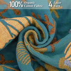 Boho Throw Blanket for Bed-100% Cotton Soft Breathable Farmhouse Decor Boho Quilt for Sofa Bed (Green Floral Bird, 60"x80")