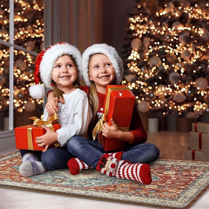 Collive Boho Kitchen Mats 2PCS, Cushioned Kitchen Mat for Floor Anti Fatigue Waterproof Kitchens Rugs Set of 2, Non Skid Comfort Standing Rug for Office, Sink, Laundry, 17.3"x29"+17.3"x47"