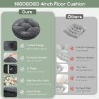 HIGOGOGO Floor Pillow Cushion for Adults, Meditation Cushion Pillow, Large Round Floor Sitting, Removable Tufted Corduroy Cover, for Tatami Living Room or Yoga, 22x22 Inch, Dark Grey