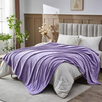 NEWCOSPLAY Super Soft Queen Blanket Lavender Premium Silky Flannel Fleece Leaves Pattern Lightweight Bed Blanket All Season Use (Lavender, Queen(90"x90"))