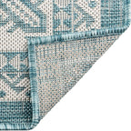 Rugs.com Outdoor Aztec Collection Rug – 6' x 9' Aqua Flatweave Rug Perfect for Living Rooms, Large Dining Rooms, Open Floorplans