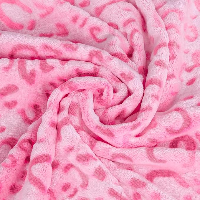 MACEVIA Sharpa Fleece Throw Blanket for Couch Fuzzy 3D Cheetah Blanket Thick Warm Reversible Cozy Comfy Super Soft Leopard Blanket for Bed Sofa 490GSM - Pink Leopard,50x60In