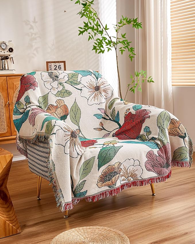 Erke Chair Recliner Cover Boho Throw Blanket Hippie Living Room Decor Wall Hanging Tapestry Outdoor Picnic Camping Rug Mattress Beach Towels Sofa Furniture Slipcover Bohemian 50”x70” The Floral