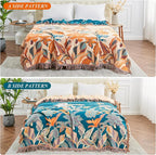 Boho Throw Blanket for Bed-100% Cotton Soft Breathable Farmhouse Decor Boho Quilt for Sofa (Flowers Tulips, 90"x98")