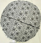 CRAFT KALA Mandala Floor Pillow Cushion Cover Seating Throw Cover Hippie Decorative Bohemian Ottoman Poufs Pom Pom Pillow Cases Boho Indian Cotton Living Room Home Décor 24" Round Set Of 2, Grey Ombre