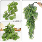 CATTREE Artificial Hanging Plants Fake Boston Vines Ferns Ivy Plant, Faux Vine Greenery Leaves Rattan for Outdoor UV Resistant for Wall Indoor Hanging Baskets Wedding Party DIY Garland Décor - 4 Pack