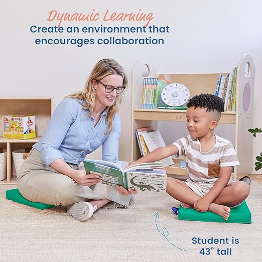 ECR4Kids SoftZone Floor Cushions, Square, Flexible Seating, Emerald, 6-Piece
