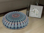 32" Blue Mandala Floor Pillow Cushion Seating Throw Cover Hippie Decorative Bohemian Ottoman Poufs, Pom Pom Pillow Cases,Boho Indian