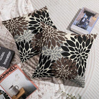 Black Dark Brown Pillow Covers 22X22 Inch Set of 2, Spring Summer Floral Dahlia Flower Cream Decorative Throw Pillow Covers Outdoor Modern Farmhouse Cushion Case for Home Couch Sofa Bed Decor