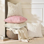 decorUhome Easter Beige Egg Pillow Covers 18x18 Inch Set of 2, Soft Plush Faux Wool Jacquard Cushion Covers, Farmhouse Neutral Fuzzy Spring Easter Holiday Decor for Couch Sofa Bed