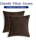 CaliTime Throw Pillow Covers Decorative 26 X 26 Inches Pack of 2 Cotton Thread Stitching Edges Solid Dyed Soft Chenille Cushion Cases for Couch Sofa Bed Living Room Farmhouse Coffee