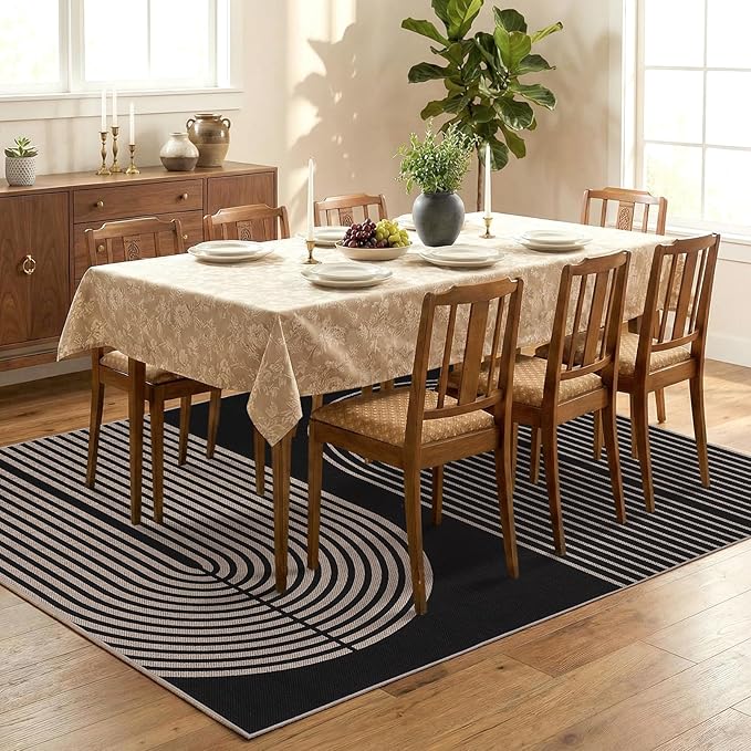 GarveeHome Modern Rainbow 8x10 Easy Jute Area Rug for Living Room -Farmhouse Indoor/Outdoor Carpet, Non-Slip & Non Shedding for Bedroom, Dining Room, Office, Backyard Patio