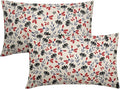 4th of July Floral Pillow Covers 12x20 Set of 2 Rustic Old Style Navy Blue Red Black Flower Print Rectangle Decorative Outdoor Pillowcases Patriotic Throw Cushion Case Decor for Couch Sofa Bed