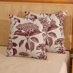 Burgundy Red Pillow Covers 18x18 Set of 2 Vintage Boho Floral Hydrangea Herbs Botanical Throw Pillows Outdoor Flower Decoration Pillowcase Linen Farmhouse Cushion Case Decor for Couch Sofa