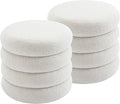 Flouki 19.5" Storage Ottoman Round, Vanity Stools for Bedroom, Entryway Ottoman for Console Table, Ottoman Stool for Girls Women, Foot Stool for Living Room Set of 2, Sherpa Off-White