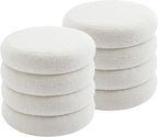 Flouki 19.5" Storage Ottoman Round, Vanity Stools for Bedroom, Entryway Ottoman for Console Table, Ottoman Stool for Girls Women, Foot Stool for Living Room Set of 2, Sherpa Off-White