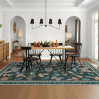 Washable Rug 5x7 Area Rugs for Living Room, Mushroom Insect Rug for Bedroom, 5x7 Rug Non Slip Throw Rugs with Rubber Back, Low Pile Stain Resistant Modern Carpet for Dining Room Dorm,Black